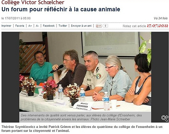 Forum sur la cause animale  Ensisheim 2011