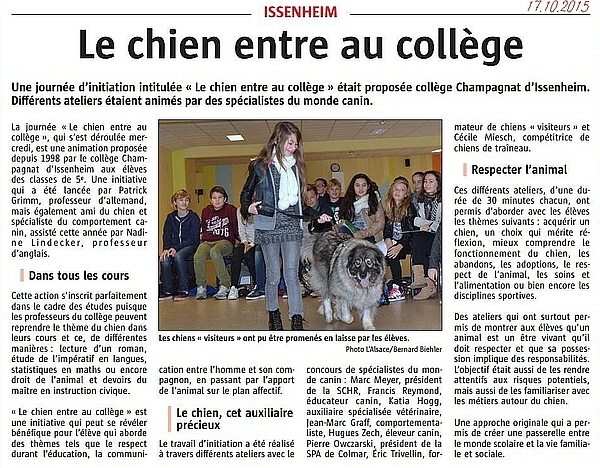 Journe du chien au collge d'Issenheim